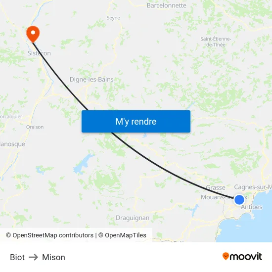 Biot to Mison map