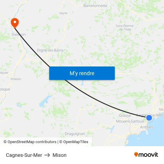 Cagnes-Sur-Mer to Mison map