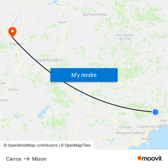 Carros to Mison map