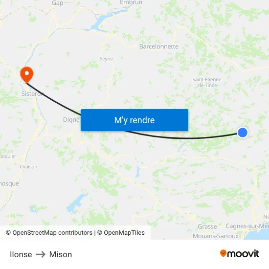 Ilonse to Mison map