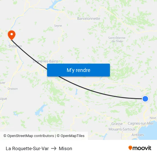 La Roquette-Sur-Var to Mison map