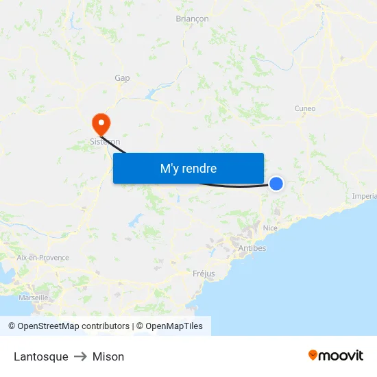 Lantosque to Mison map
