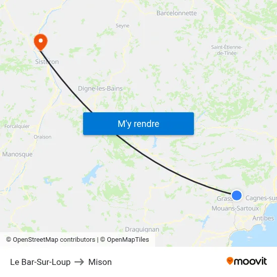 Le Bar-Sur-Loup to Mison map