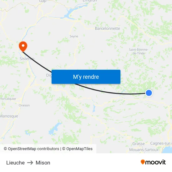 Lieuche to Mison map