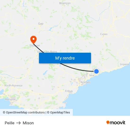 Peille to Mison map