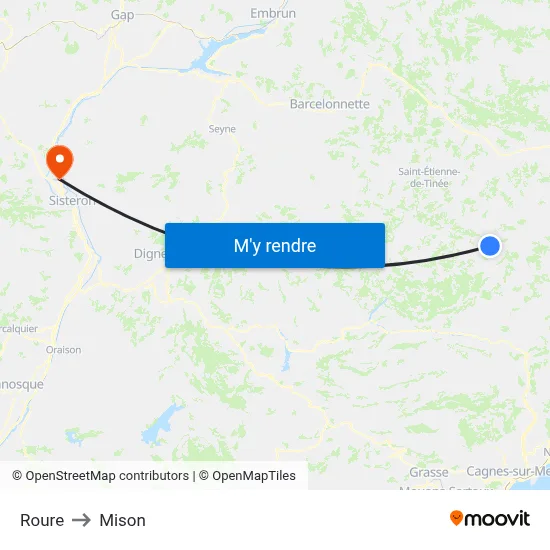 Roure to Mison map