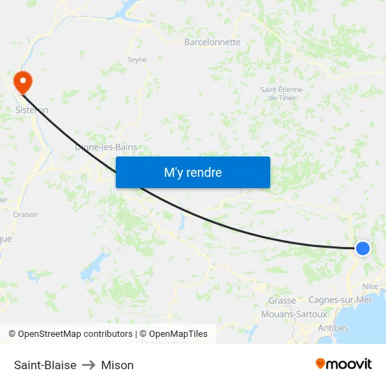 Saint-Blaise to Mison map