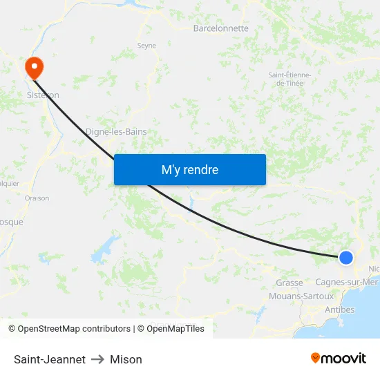 Saint-Jeannet to Mison map