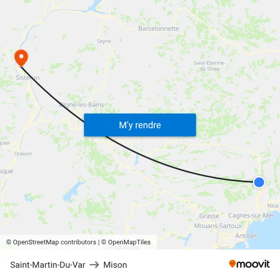 Saint-Martin-Du-Var to Mison map