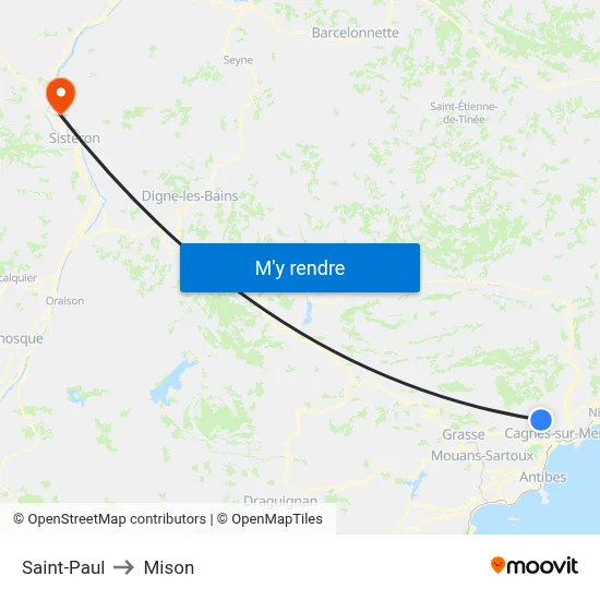 Saint-Paul to Mison map