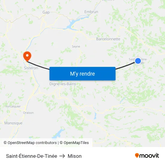 Saint-Étienne-De-Tinée to Mison map