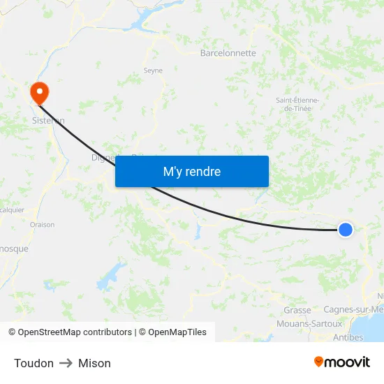 Toudon to Mison map
