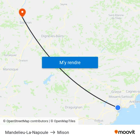 Mandelieu-La-Napoule to Mison map