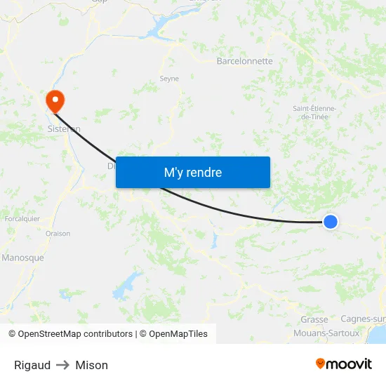 Rigaud to Mison map