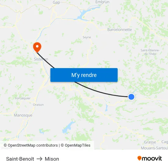 Saint-Benoît to Mison map