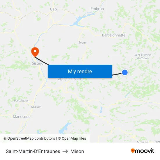 Saint-Martin-D'Entraunes to Mison map