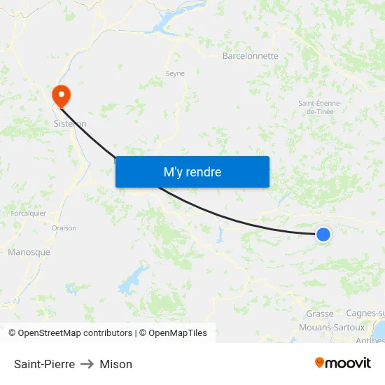 Saint-Pierre to Mison map