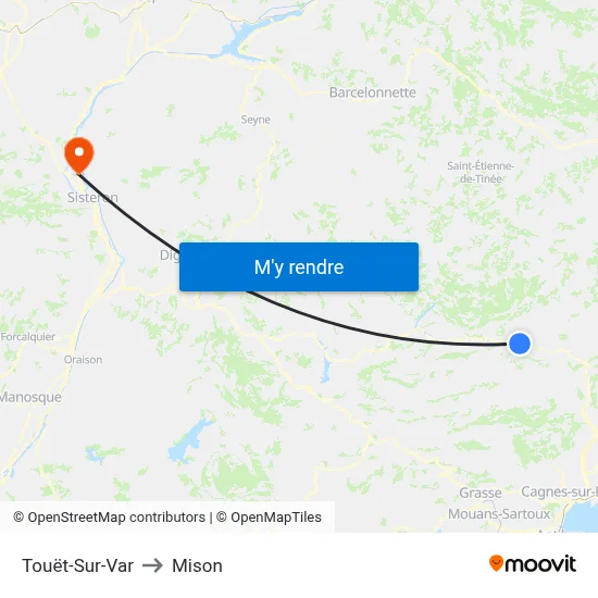 Touët-Sur-Var to Mison map