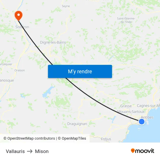 Vallauris to Mison map