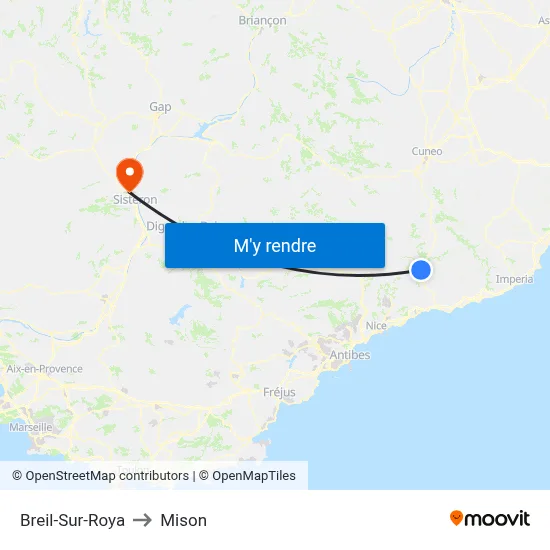 Breil-Sur-Roya to Mison map