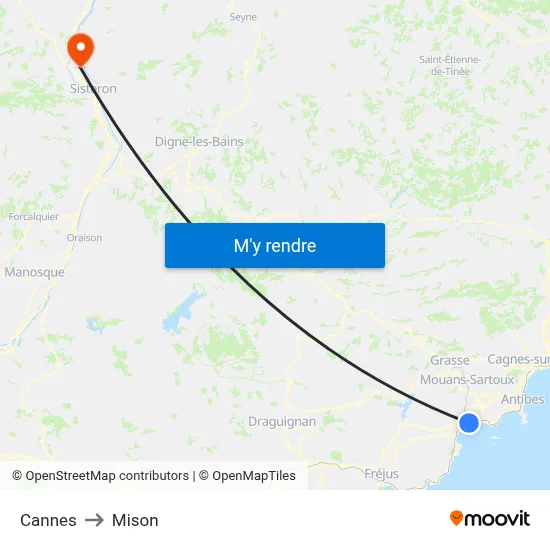 Cannes to Mison map