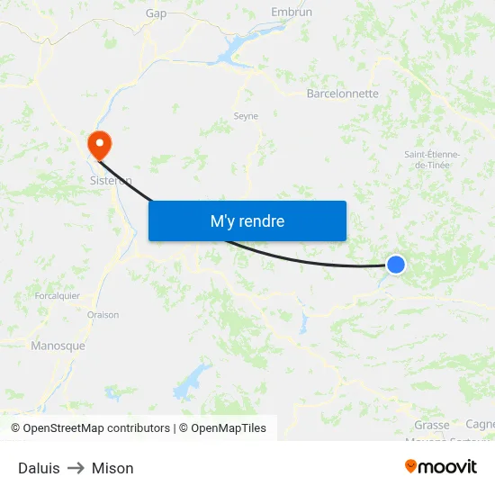 Daluis to Mison map