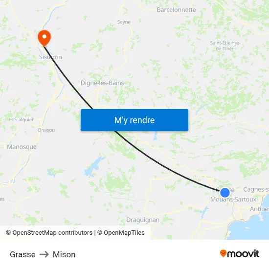 Grasse to Mison map