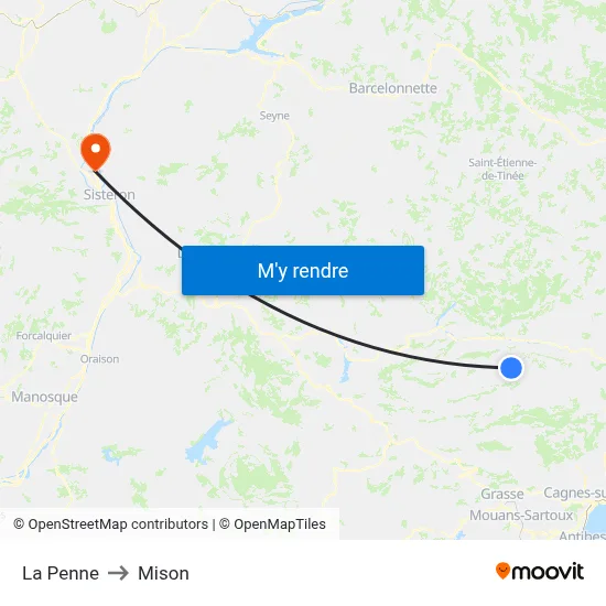 La Penne to Mison map
