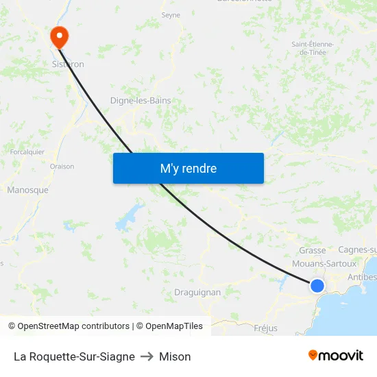 La Roquette-Sur-Siagne to Mison map