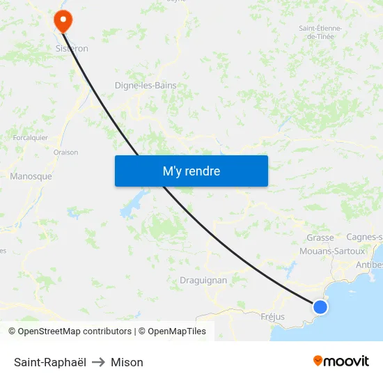 Saint-Raphaël to Mison map