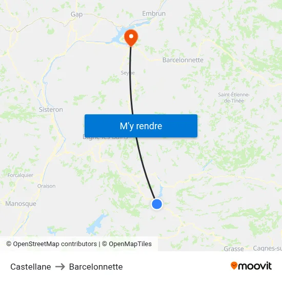 Castellane to Barcelonnette map