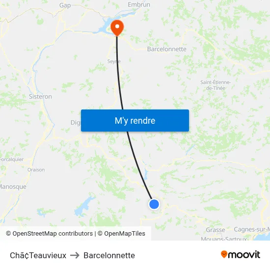 Chã¢Teauvieux to Barcelonnette map