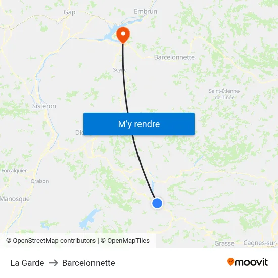 La Garde to Barcelonnette map