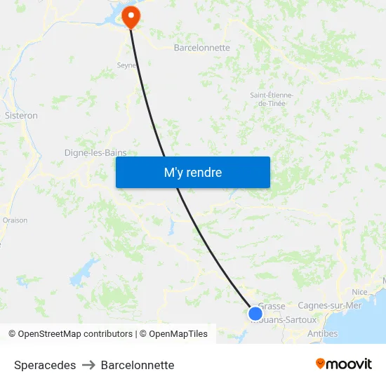 Speracedes to Barcelonnette map