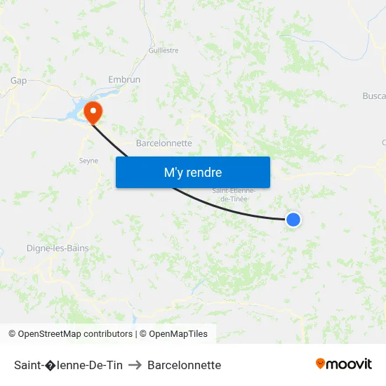 Saint-�Ienne-De-Tin to Barcelonnette map