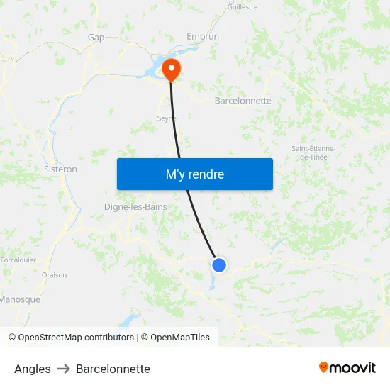 Angles to Barcelonnette map