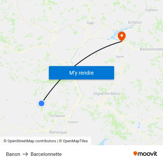 Banon to Barcelonnette map