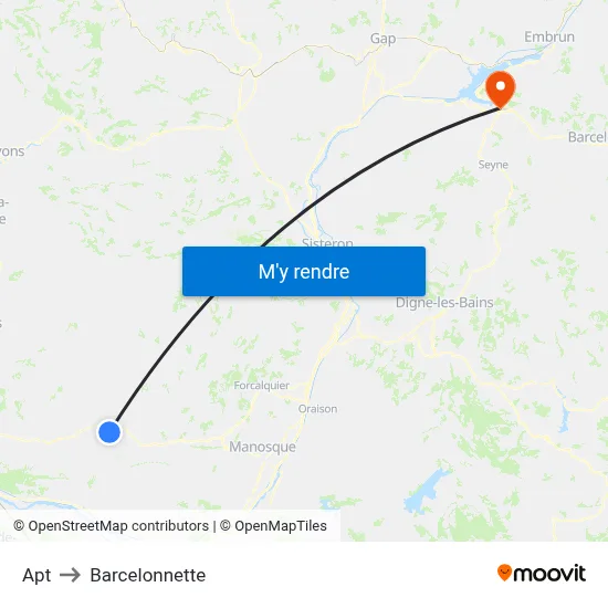 Apt to Barcelonnette map