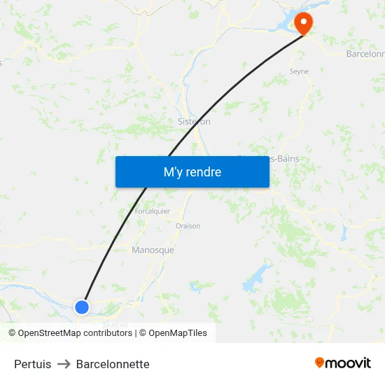 Pertuis to Barcelonnette map