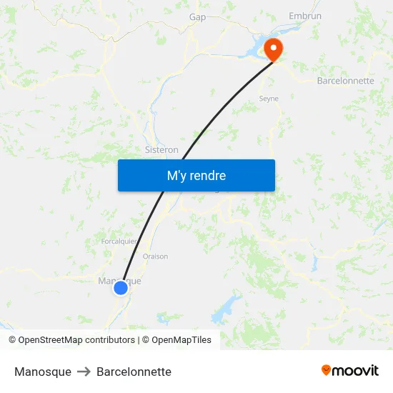 Manosque to Barcelonnette map