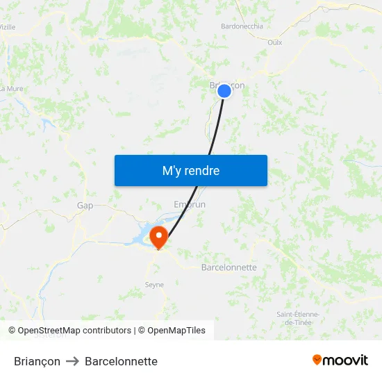Briançon to Barcelonnette map