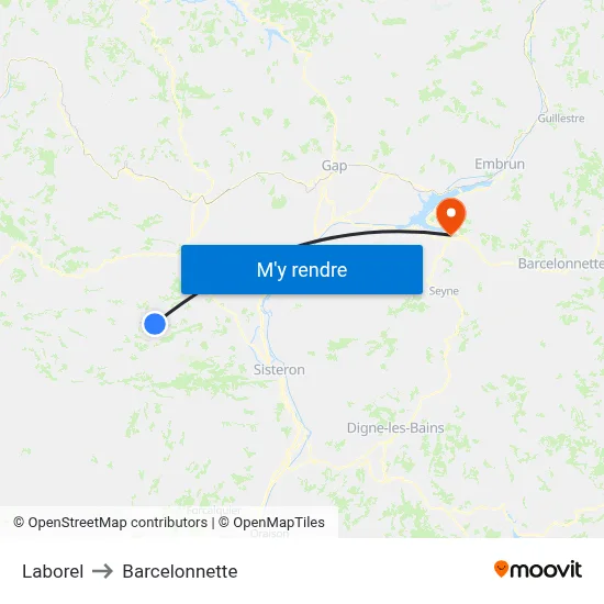 Laborel to Barcelonnette map