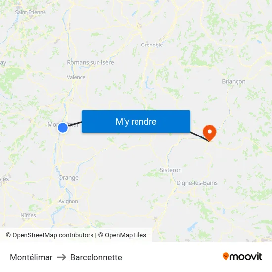 Montélimar to Barcelonnette map