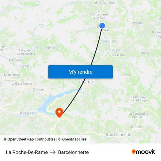 La Roche-De-Rame to Barcelonnette map