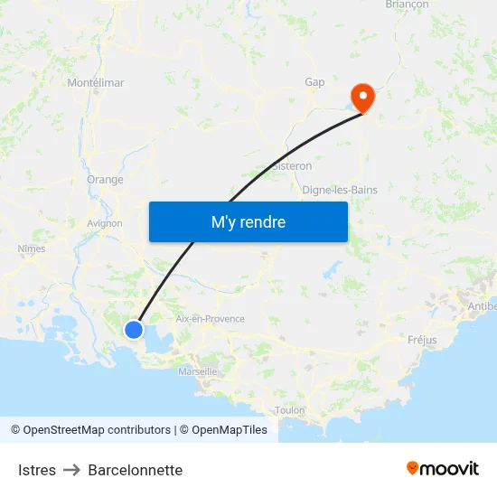 Istres to Barcelonnette map