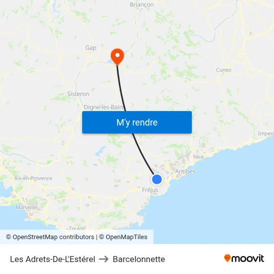 Les Adrets-De-L'Estérel to Barcelonnette map