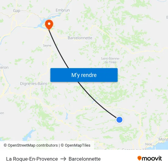 La Roque-En-Provence to Barcelonnette map