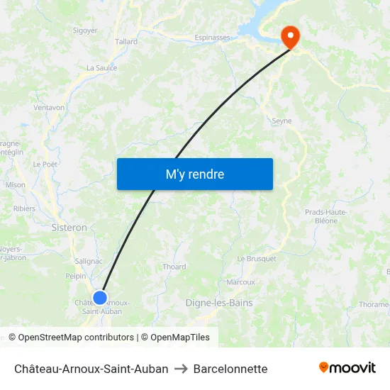 Château-Arnoux-Saint-Auban to Barcelonnette map
