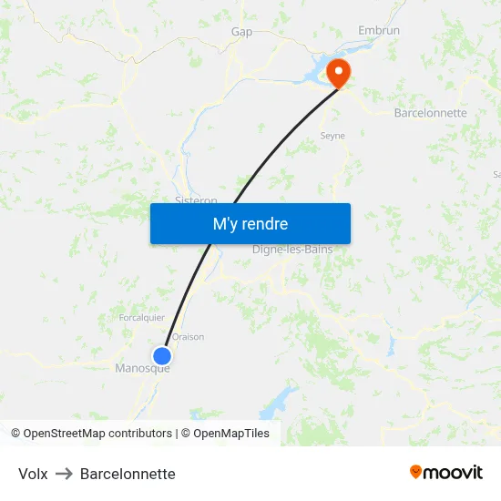 Volx to Barcelonnette map