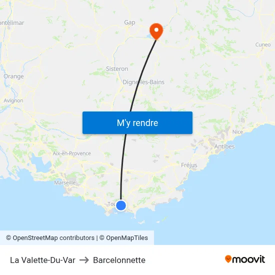 La Valette-Du-Var to Barcelonnette map